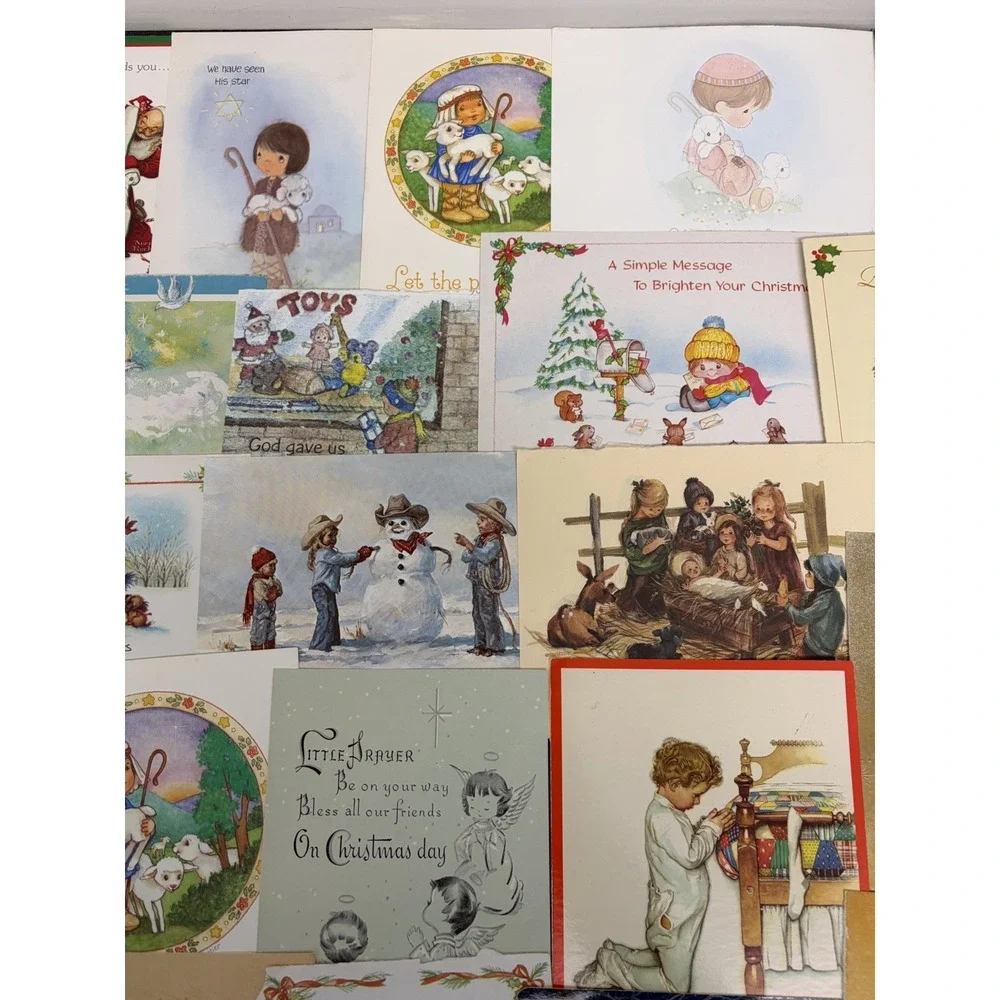 Vintage Christmas Cards Fronts ONLY Traditional Scrapbooking Decoupage Lot 50+